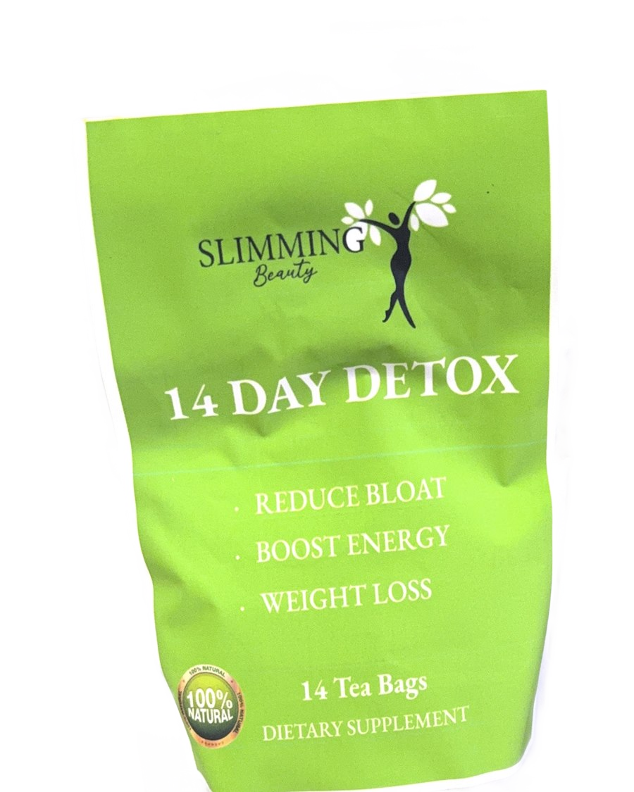 14 Day Detox tea pouch, transparent background